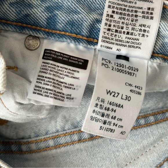 LEVIS 501 Crop Light Wash Patchwork Denim High-Rise Straight-Leg Jeans - Picture 12 of 12